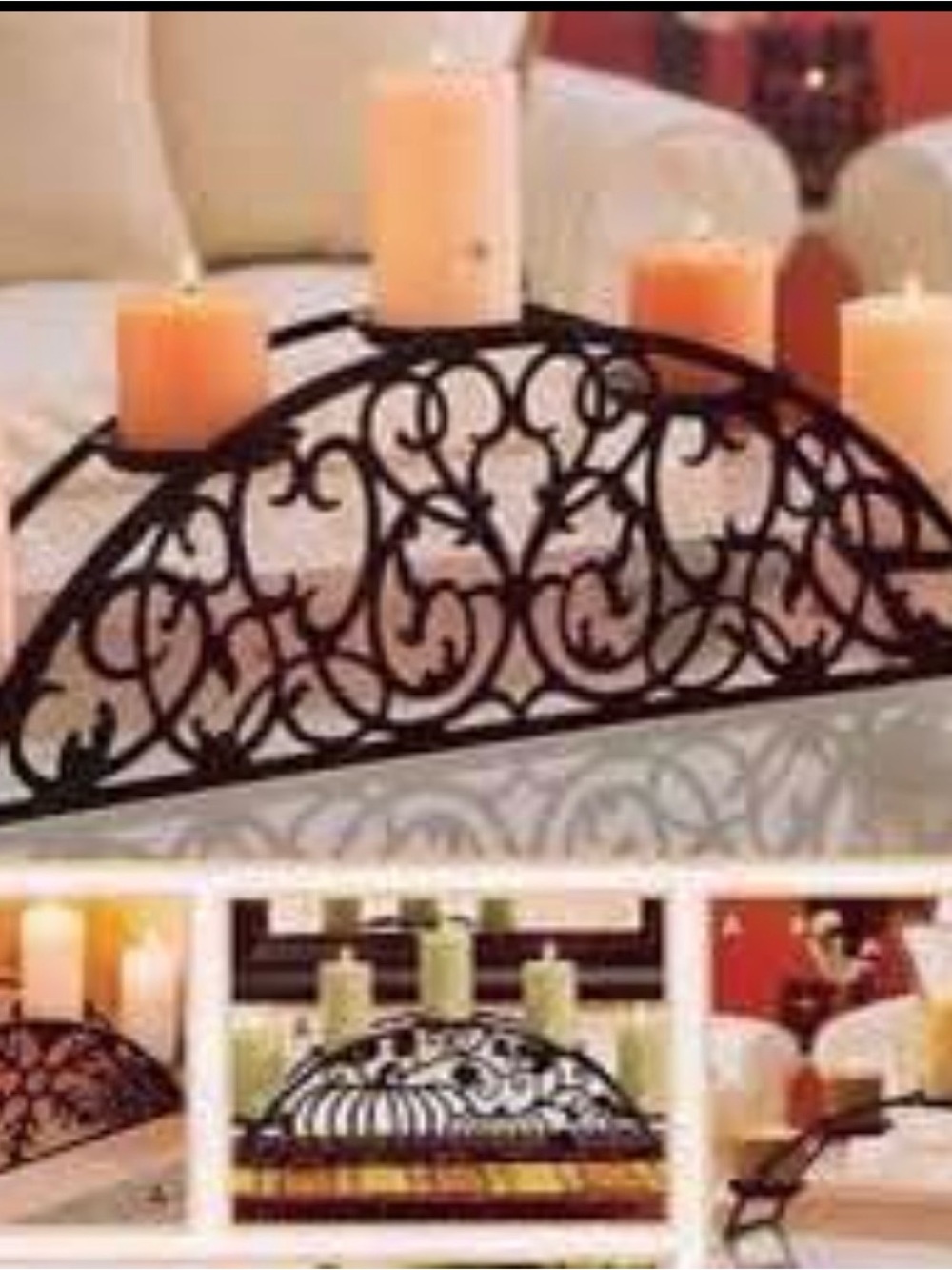 PartyLite Black Metal Scroll Hearthside Candle Holder